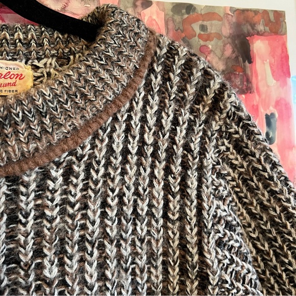 Vintage Cropped Acrylic Sweater Brown Chunky Knit Casualon Peter Freund - Picture 6 of 9